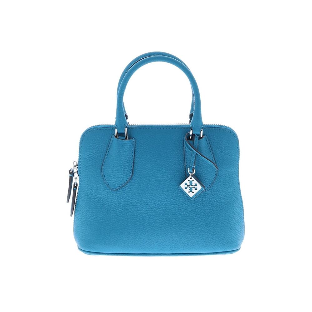 Tory Burch Mini Swing Bag Turquoise Blue Pebbled Leather Crossbody Satchel NWOT